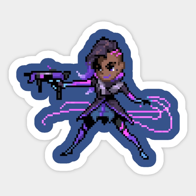 Overwatch - 16-Bit Sombra T-Shirt Sticker by wyckedguitarist